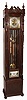 Selsi, Germany, tall clock, 8 days, time, strike and chime on four tubes, three brass weight driven movement in a mahogany case with carved eagle splat and lower tablet depicting the White House, c1920