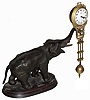 Junghans, Germany, 8 days, elephant cast metal swing clock, c1910