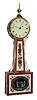 Fraser Forgie, Fryeburg, Maine, cross banded mahogany 8 days, time only, weight driven banjo clock, dated 1986