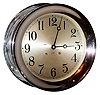 Chelsea Clock Co., Boston, Mass., 8" dial chrome plate ship's bell wall clock, c1974