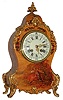 French, "Vernis Martin" painted wood case with Japy Freres 8 days, time and  strike movement, c1890