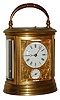 French oval brass and beveled glass time, strike, repeat and alarm 8 days, carriage clock, c1900