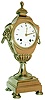 J.C. Laresche  Paris, France Empire table clock, 8 days, time and strike, silk thread suspension movement in a gilt case flanked by lions holding rings and bunches of grapes with white enamel dial and fancy hands, c1820