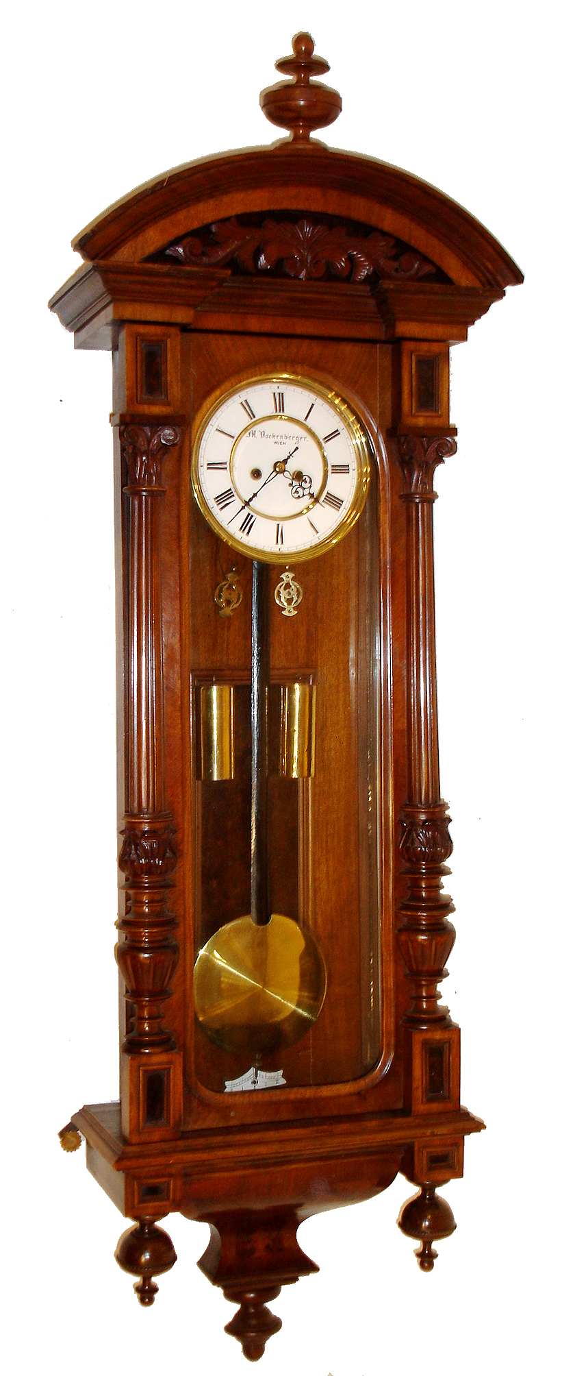 Clocks- 2 (Two) German/Austrian walnut 2 weight 8 days, time and strike, Vienna Regulator wall clocks, late 19th century — Antique Clocks Price Guide