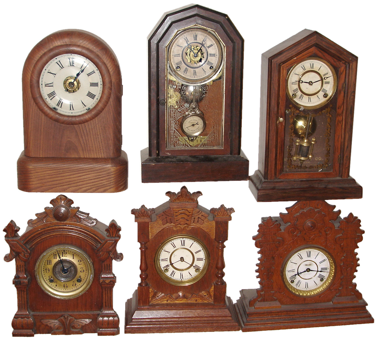 Clocks- 17 (Seventeen) American 8 days, time and strike, wood case mantel and cabinet clocks, 19th &amp; 20th centuries — Antique Clocks Price Guide