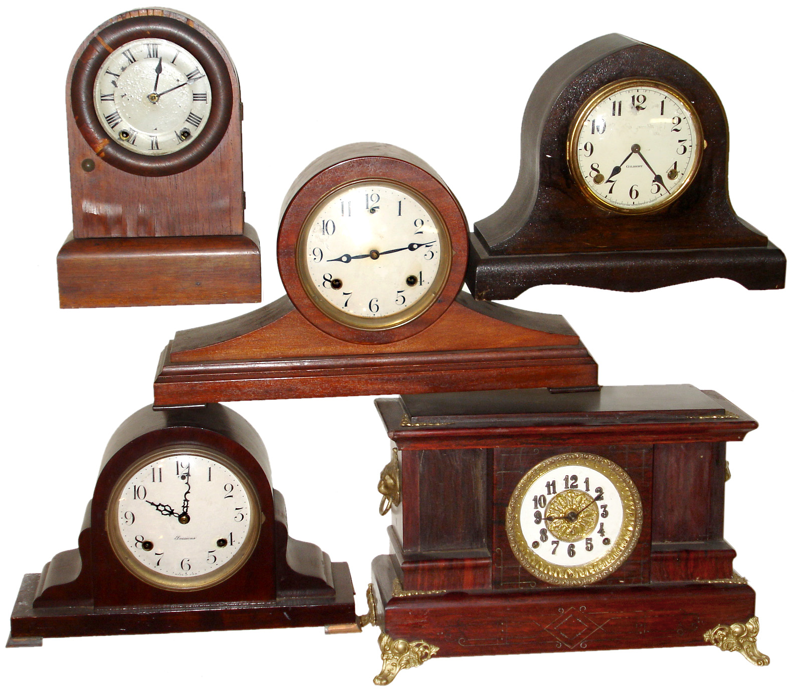 Clocks- 9 (Nine) American wood case 8 days, time and strike, mantel clocks — Antique Clocks Price Guide