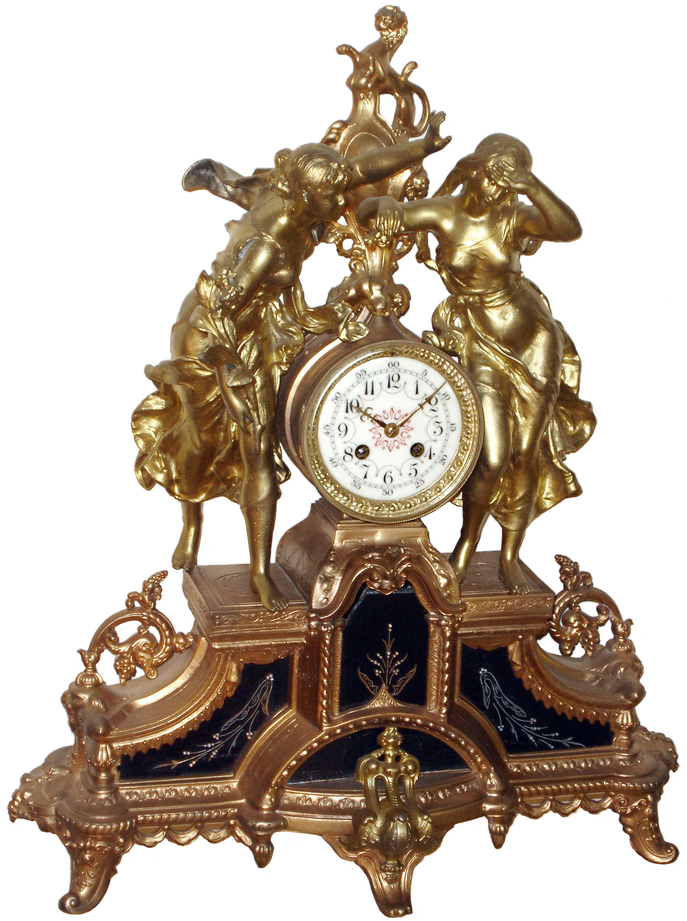 French 8 days, time and strike, cast metal large figural mantel clock, c1880 — Antique Clocks Price Guide