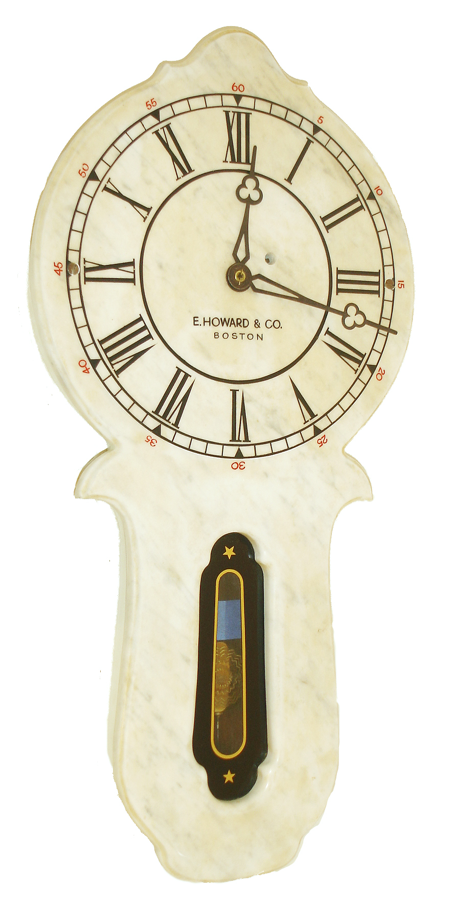 E. Howard &amp; Co., "No. 28", 8 days, weight marble front wall timepiece, c1874 — Antique Clocks Price Guide