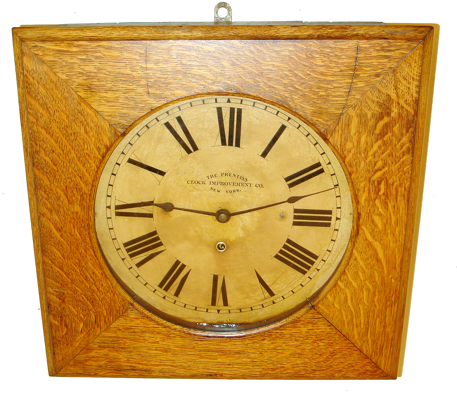 Prentiss Improvement Clock Co., New York, 60-Day "Mill Gallery" wall timepiece, c1898 — Antique Clocks Price Guide