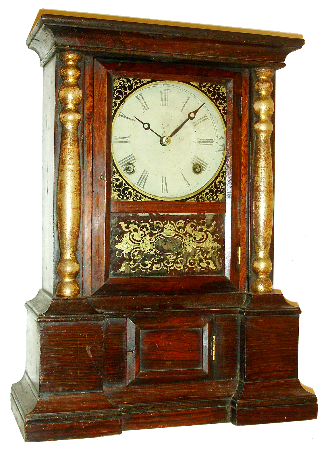 Atkins Clock Co., Bristol, Conn., "London Mantel" 8 days, time and strike, spring driven shelf clock, c1861. — Antique Clocks Price Guide