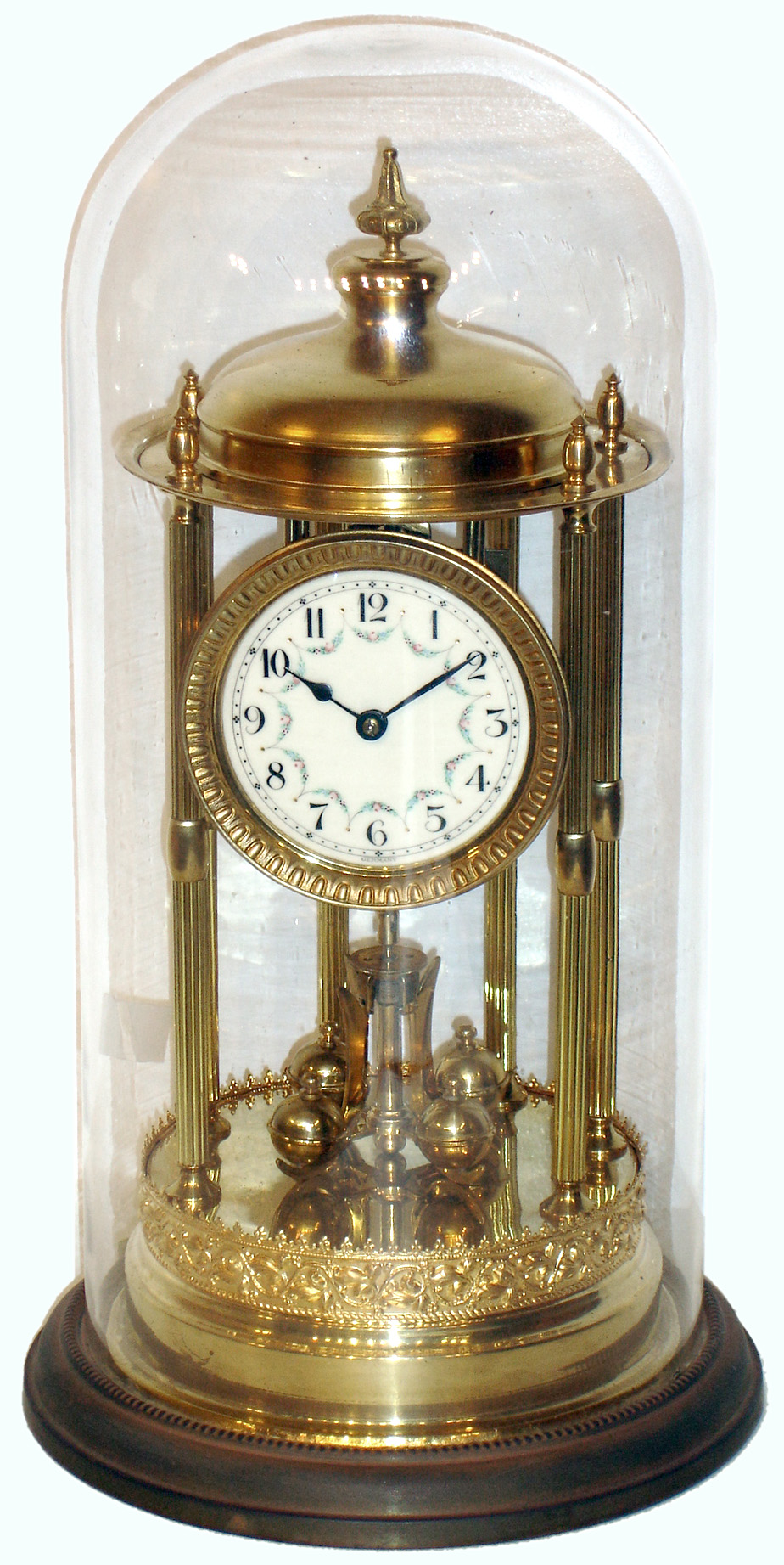 Jahresuhren-Fabrik German 400 Day "Louvre" model oversize anniversary clock under glass dome, c1906 — Antique Clocks Price Guide