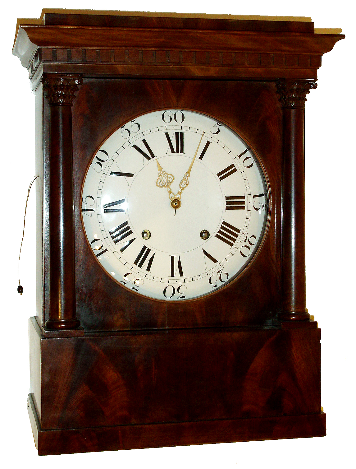 Mixed origin, a c1850 Swiss quarter striking movement /dial/hands, with pull repeat train, now in a purpose made case of mahogany veneer and solids, made in Copenhagen by a skilled cabinet maker early 1920s. — Antique Clocks Price Guide