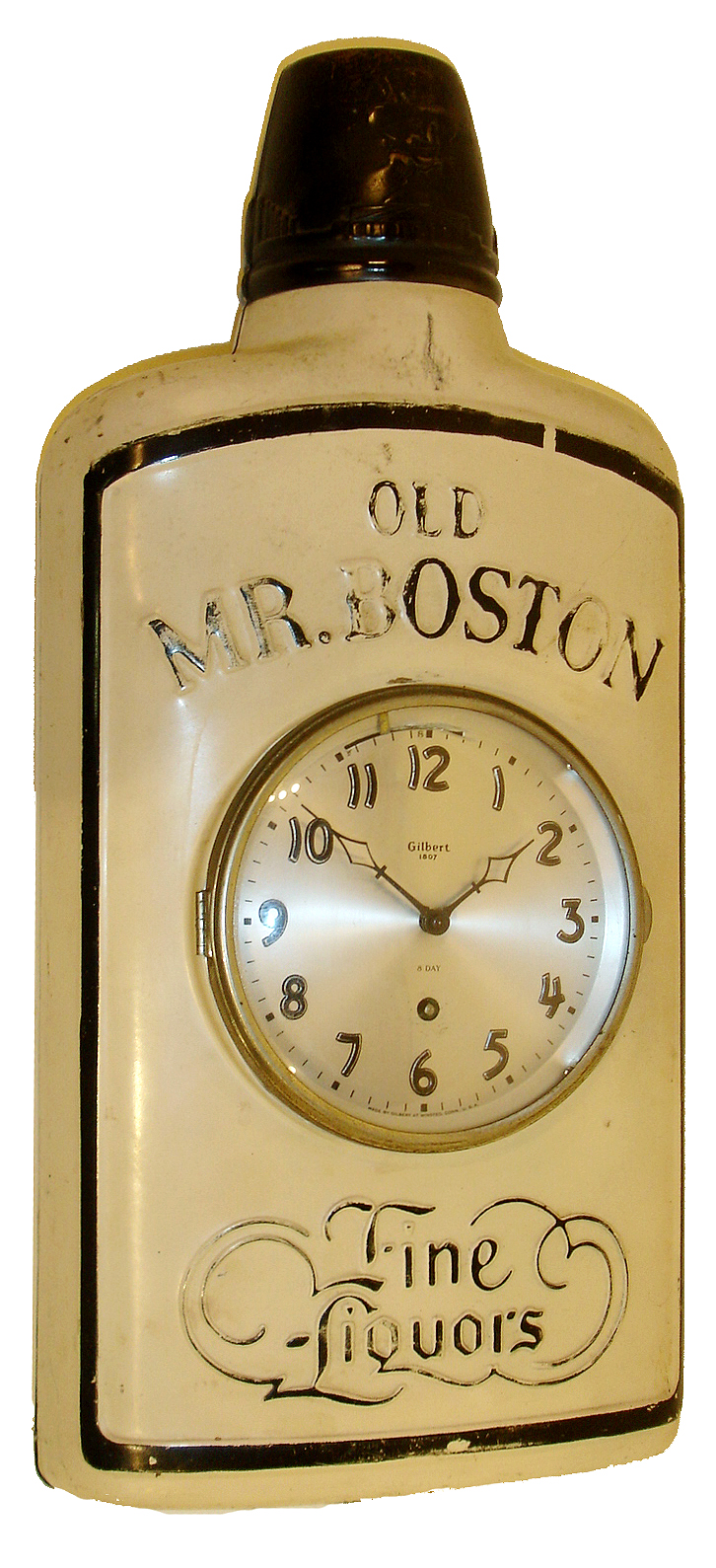 William L. Gilbert Clock Co., Winsted, Conn., "Mr. Boston" 8 days, lever movement advertising novelty timepiece, c1929 — Antique Clocks Price Guide