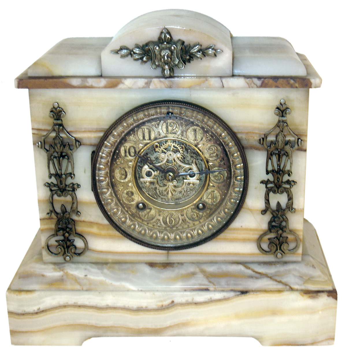 Ansonia Clock Co. Ansonia, Conn., "Alpha variant", 8 days, time and strike, onyx case mantel clock, c1892 — Antique Clocks Price Guide