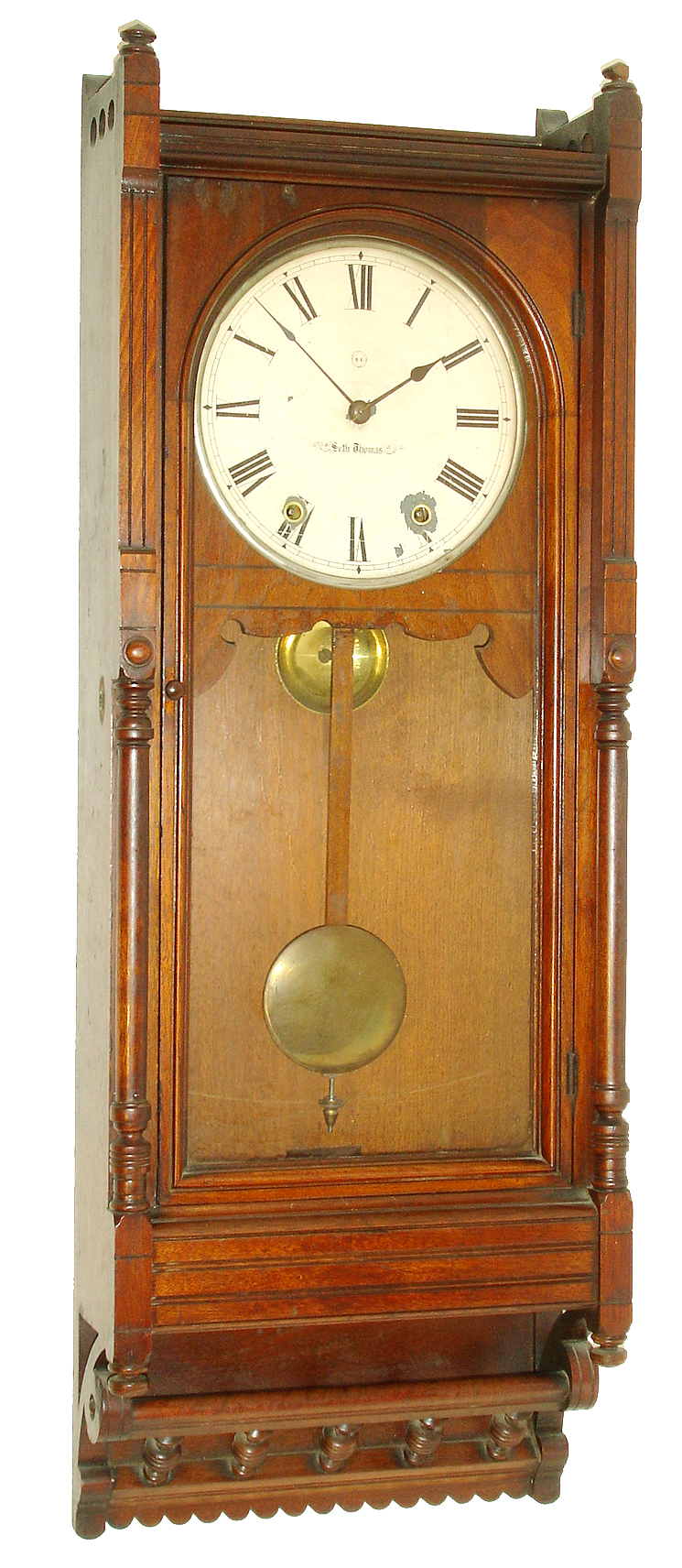 Seth Thomas Clock Co., Thomaston, Conn., "Queen Anne" 8 days, time and strike, wall clock, c1884. — Antique Clocks Price Guide