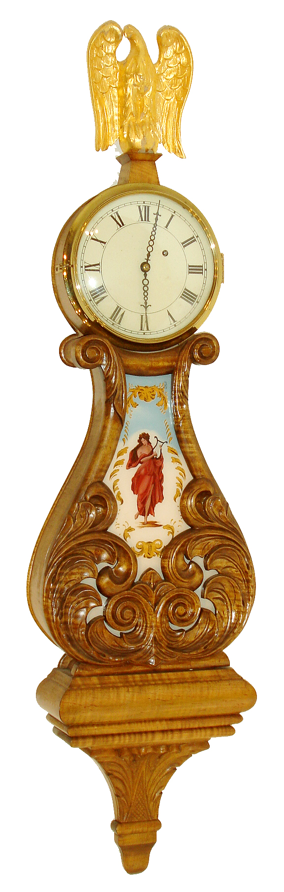 Peter Libbey, Rockland, Maine, reproduction of a lyre timepiece based on an example by Lemuel Curtis. Dial and glass painted by Ted Burleigh. Bezel by Foster Campos, and the movement by Kilbourn &amp; Proctor, c1978 — Antique Clocks Price Guide