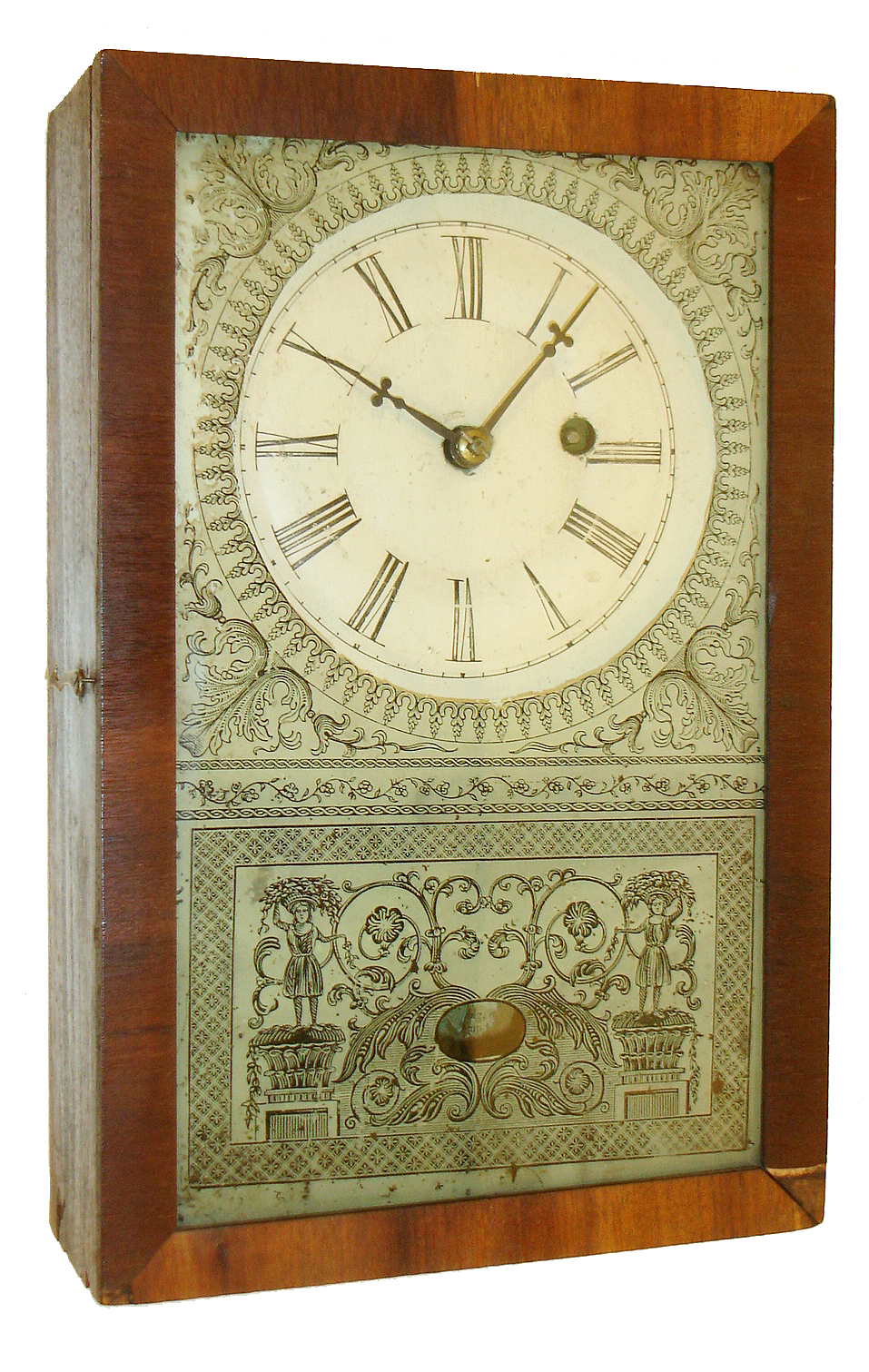 New England Clock Co., Bristol. Conn., 30 hours, spring driven timepiece "Cigar Box" shelf clock, c1851. — Antique Clocks Price Guide
