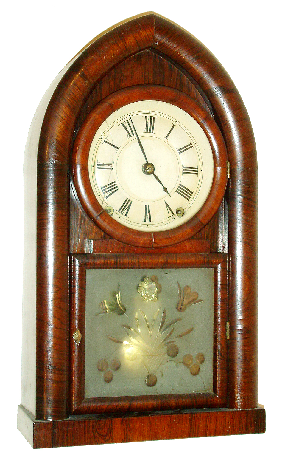 Terry &amp; Andrews, Bristol, Conn., 8 days, time and strike, round gothic or beehive shelf clock, c1845 — Antique Clocks Price Guide