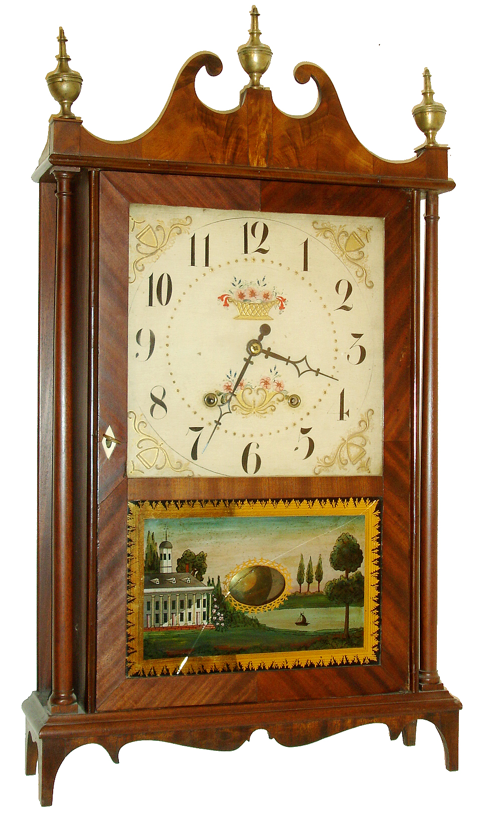 Eli Terry, Plymouth, Conn., 30 hours, time &amp; strike weight wood movement pillar &amp; scroll shelf clock, c1823 — Antique Clocks Price Guide