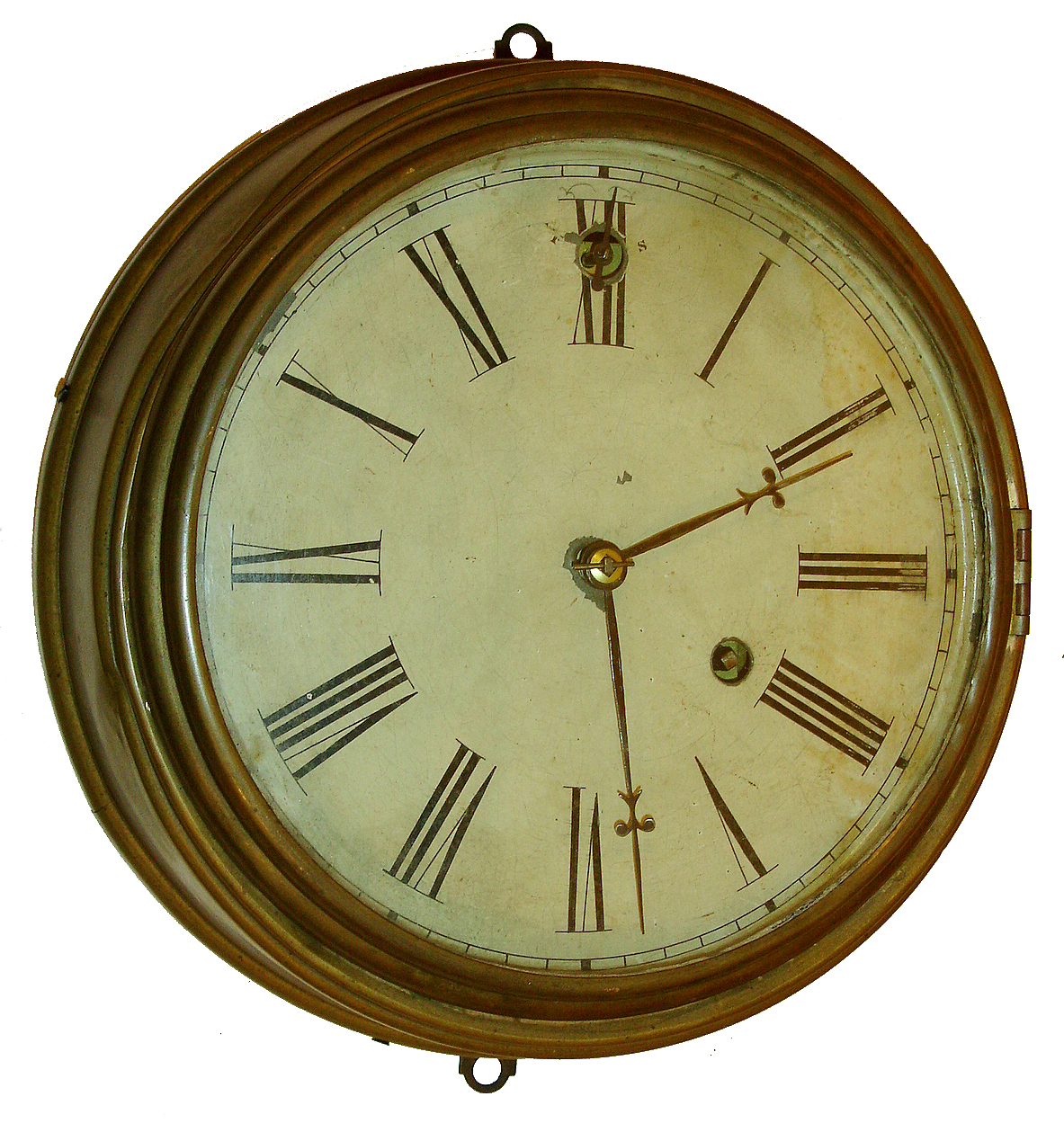 Chauncey Jerome, New Haven, Conn., 8 days, Kirk's patent double pallet escapement fusee marine movement gallery timepiece, c1847 We believe this clock was made by Jerome as it has New Haven stamped on the movement. — Antique Clocks Price Guide