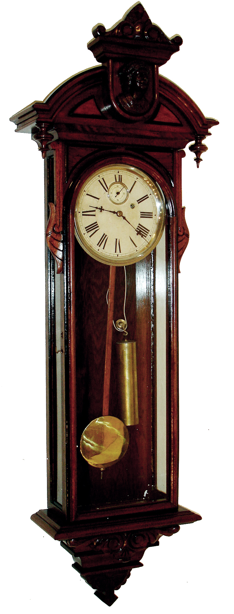 Gilbert Clock Company, Winsted, Conn., "Regulator No. 4" walnut 8 days, time only weight driven wall clock, c1881 — Antique Clocks Price Guide
