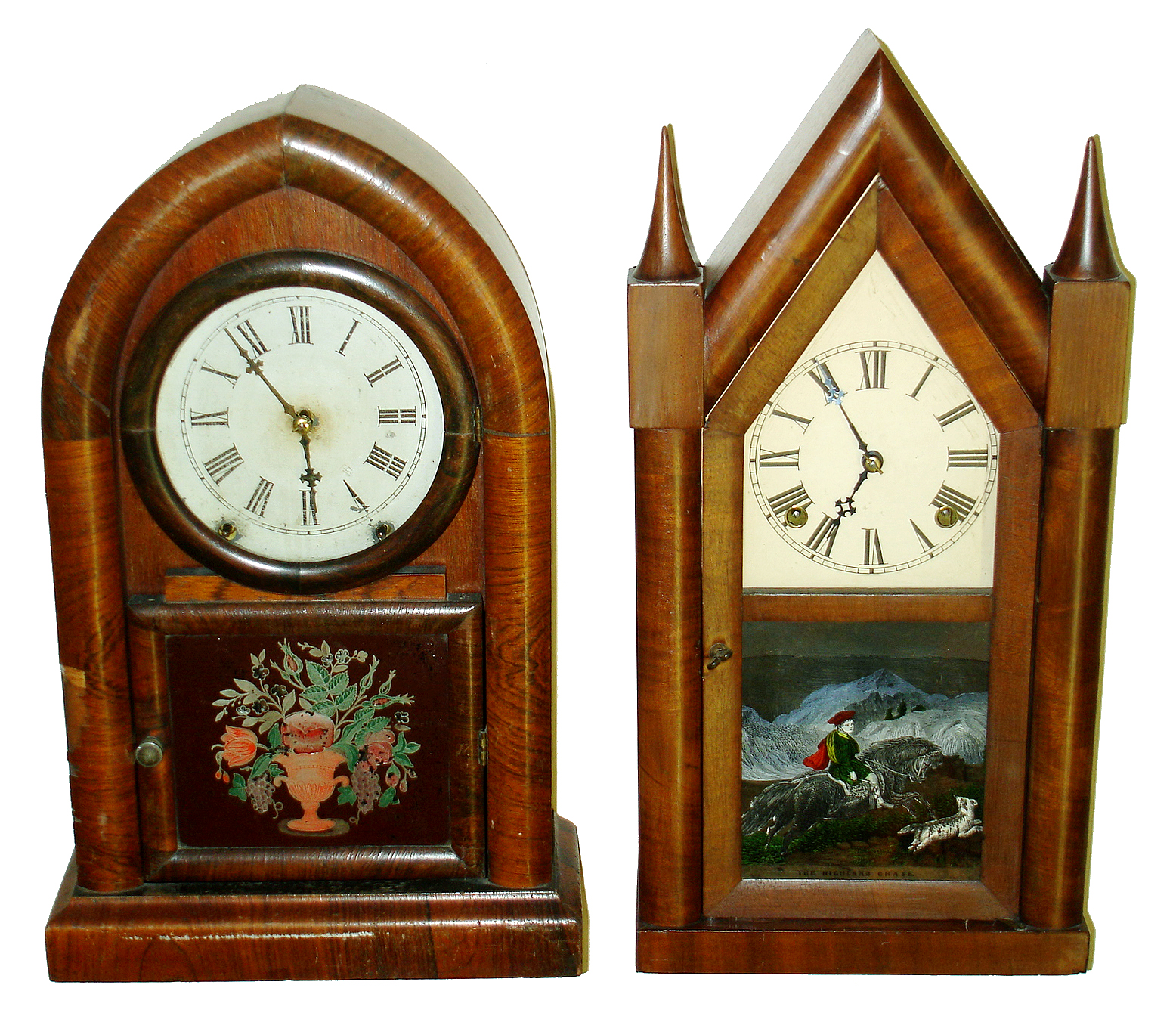 Clocks- 2 (Two) Connecticut 8 days, time and strike, mantel clocks: Ansonia rosewood beehive, c1875; Terry &amp; Andrews mahogany steeple; c1850 — Antique Clocks Price Guide