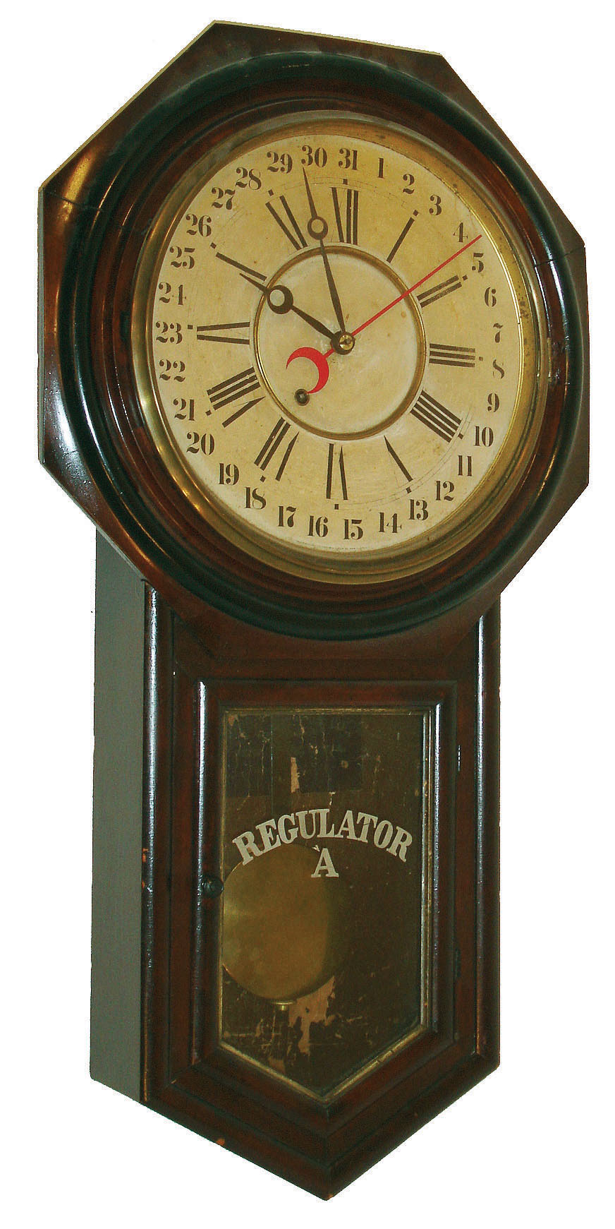 Ansonia Clock Co., Ansonia, Conn., "Regulator A", 8 days, spring calendar clock or timepiece, c1900 — Antique Clocks Price Guide