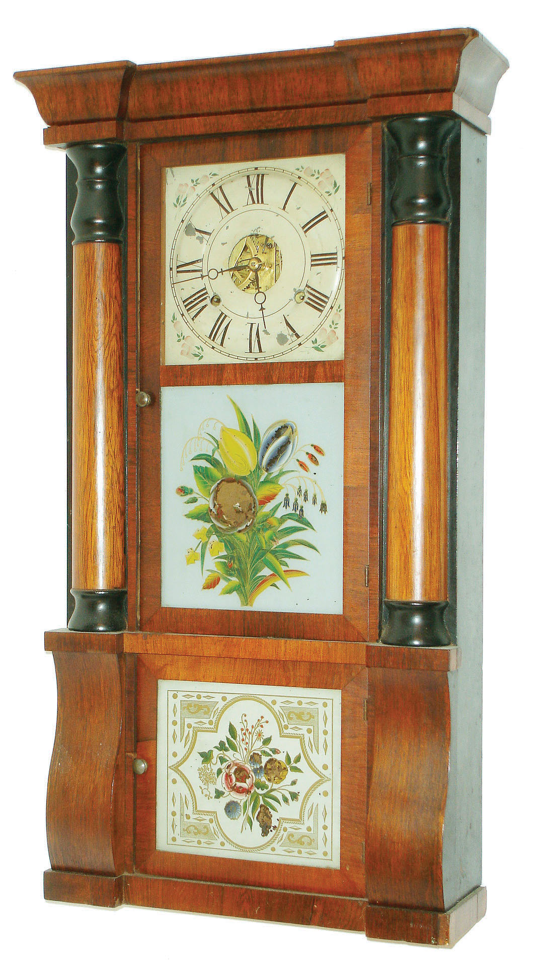 Seth Thomas, Thomaston, Conn., 8 days, time and strike, column &amp; cornice shelf clock, c1870 — Antique Clocks Price Guide