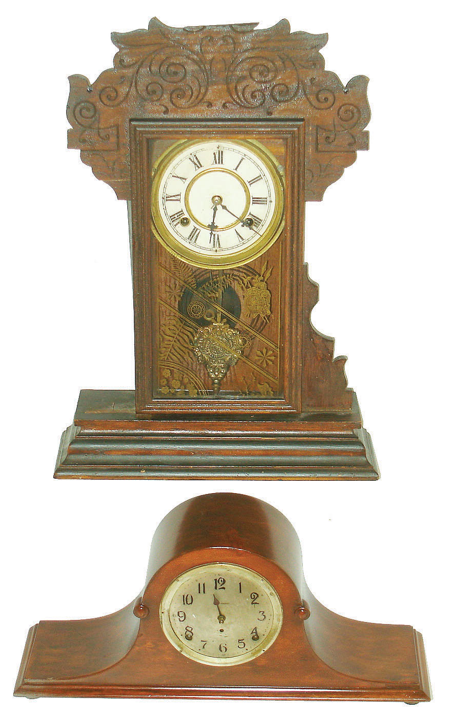 Clocks- 2 (Two): a gingerbread clock and a tambour clock. — Antique Clocks Price Guide