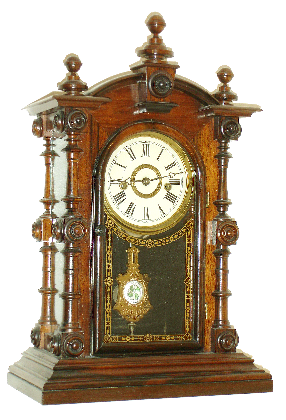 Welch, Spring &amp; Co., Forestville, Conn., "Patti V.P." 8 days, time and strike, rosewood mantel clock. c1880 — Antique Clocks Price Guide