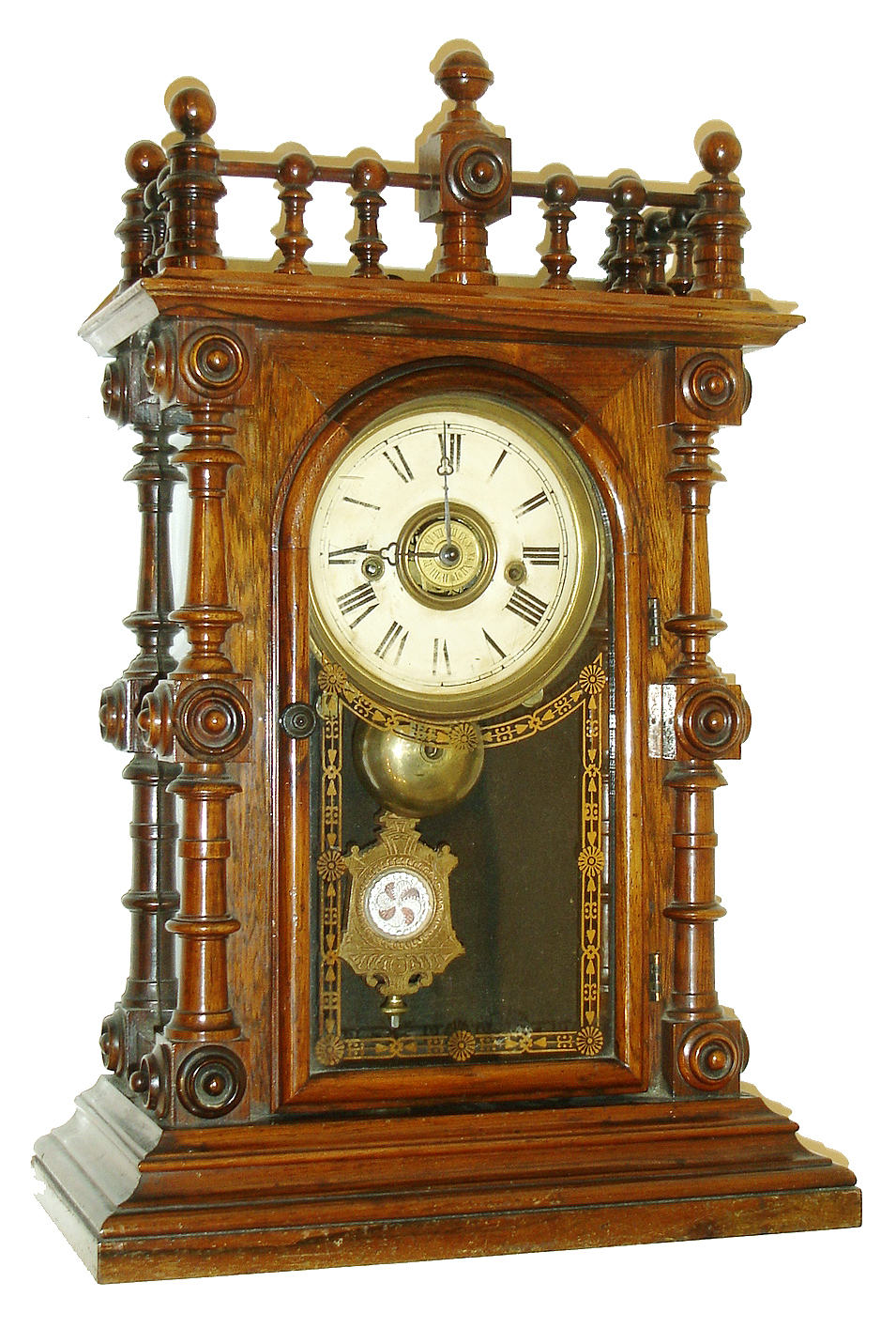 Welch, Spring &amp; Co., Forestville, Conn., "Gerster, V.P.", 8 days, time, strike and alarm rosewood mantel clock, c1880 — Antique Clocks Price Guide