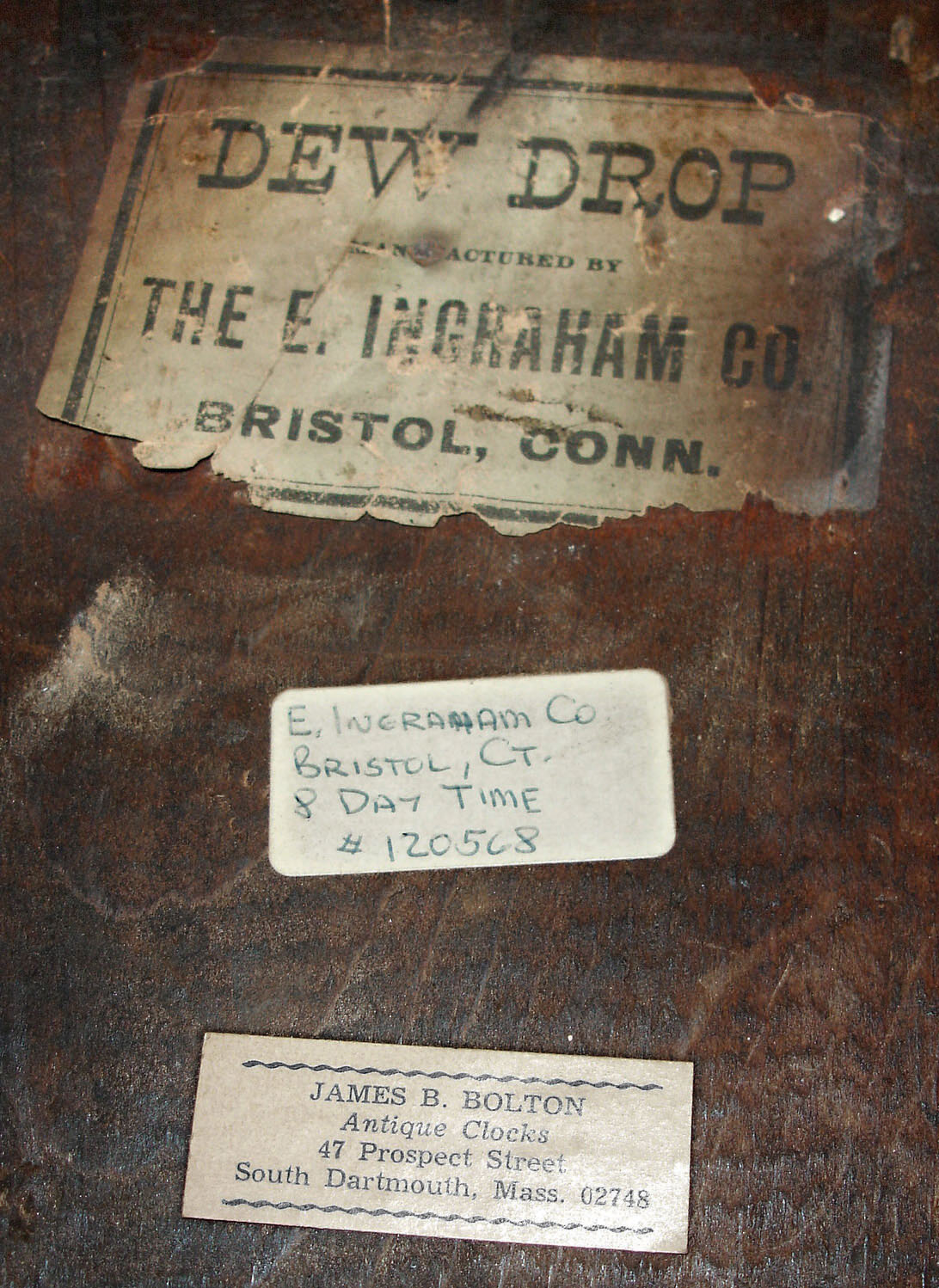E. Ingraham &amp; Co., Bristol, Conn., "Dew Drop" 8 days, time only rosewood wall clock, c1881 — Antique Clocks Price Guide
