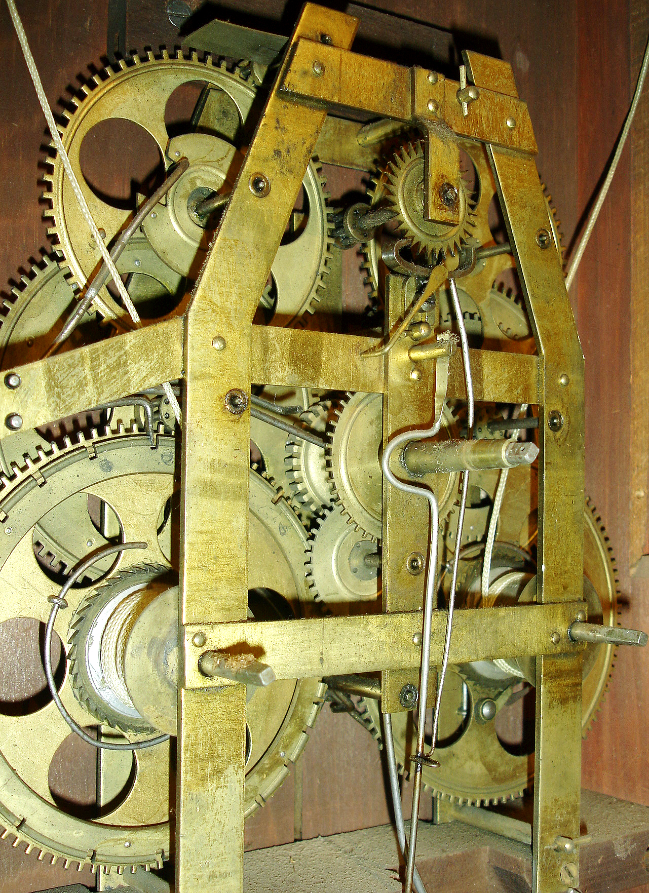 C. &amp; L.C. Ives, Bristol, Conn., 8 days, time and strike, weight brass movement triple decker shelf clock, c1835 — Antique Clocks Price Guide