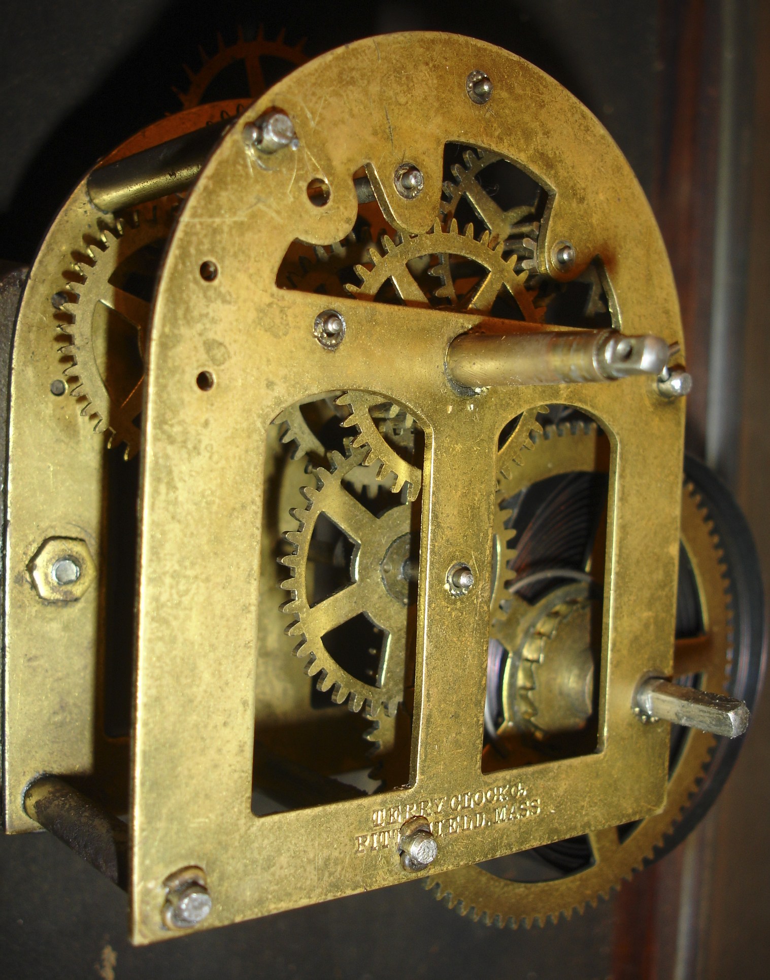 Terry Clock Co, Pittsfield, Mass., 8 days, walnut wall timepiece, c1880 — Antique Clocks Price Guide