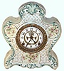 Ansonia Clock Co., New York, "Pontiac" 8 days, time and strike, porcelain mantel clock with visible escapement, c