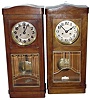 Clocks- 4 (Four) German wooden 8 days, time and strike, wall clocks, beveled glass in doors, early 20th century