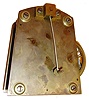 English hanging regulator for Kemp Bros., Bristol, mahogany and mahogany veneer case with thick beveled glasses, engraved Roman numeral, polished brass dial, signed "Kemp Bros. Union St. Bristol", painted steel hands, substantial 8 days, brass movement with heavy turned pillars, dead beat escapement and maintaining power, nickel plated pendulum with wooden rod, nickel plated weight with attached pulley, c1920