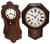 Clocks- 7 (Seven) 8 days, hanging clocks: 4 time-only; 3 time and strike, early 20th century
