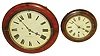 Clocks- 2 (Two) walnut 8 days, time only dial clocks: one English, one German, early 20th century