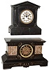 Clocks- 2 (Two) French slate 8 days, time and strike, mantel clocks with visible escapements, c1890