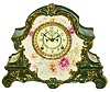 Ansonia Clock Co., New York, "La Nord" Royal Bonn porcelain 8 days, time and strike, mantel clock with visible escapement, c1900