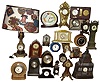 Clocks- 30+ (Thirty-plus) novelty, wall and travel wind-ups with cases in metal, plastic, wood, glass and leather