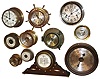 Marine Clocks, Barometers, Gauge- 11 (Eleven): Ship's clocks by Seth Thomas, Swiss, Swift & Anderson; barometers by Chelsea, Boston, Airguide, etc.