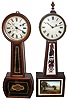 Clocks- 2 (Two) banjo 8 days, weight driven American wall clocks, Daniel Pratt & Son dial, unsigned movements