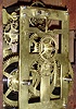 George Hills, Plainville, Conn., 8 days, double wind marine movement reverse OG mirror wall timepiece, c1851