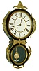 Ansonia Clock Co., Ansonia, Conn., "Brooklyn", 8 days, sheet steel case with brass trim wall timepiece, c1880
