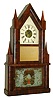 John Birge, Bristol, Conn., 8 days, time and strike, detached fusee steeple on frame or double steeple shelf clock, c1848. John Birge was on his on his own in 1848 after the death of Fuller and continued to make clocks with movements from the old firm.
