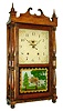 William Sherwin, Buckland, Mass., 30 hours, time and strike, wood movement turned columns and scroll splat shelf clock, c1830