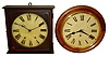 Clocks- 2 (Two) Connecticut 8 days, gallery wall clocks: Seth Thomas mahogany square time and strike; Ansonia hardwood time only; c1900