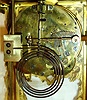 Ansonia Clock Co., New York, "Floral" cast metal with "rich gold" finish 8 days, time and strike, crystal regulator mantel clock, c1914